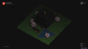 Voxel-Art-Pagodengarten als einzelne HTML-Datei