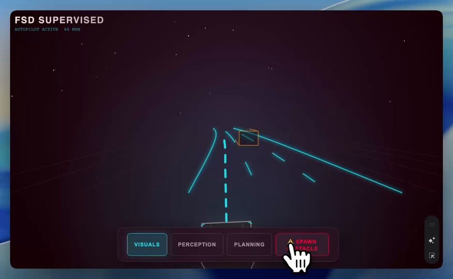 Demonstração interativa em SVG do reconhecimento de estrada do Tesla FSD