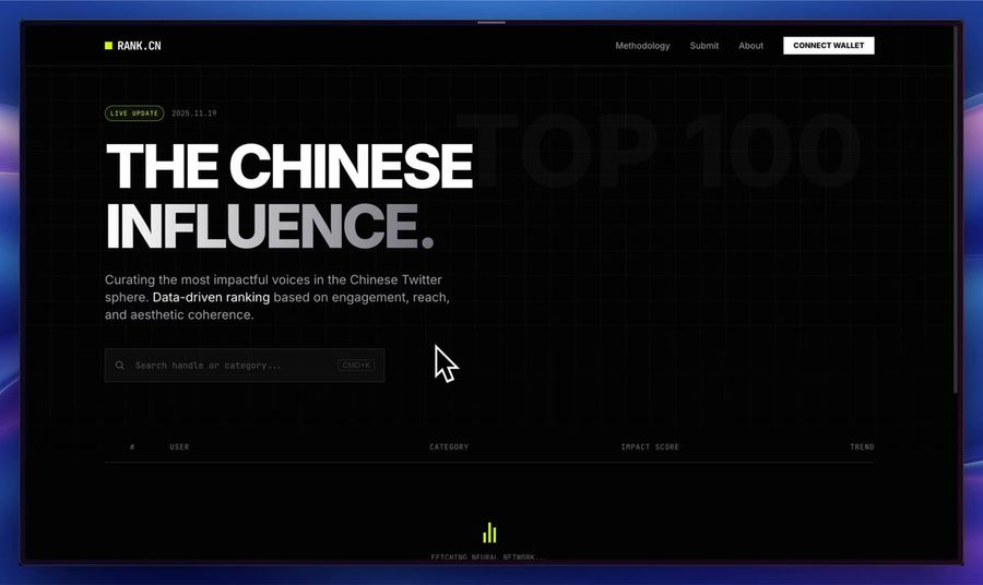 中文 Twitter KOL 排行榜登陸頁面