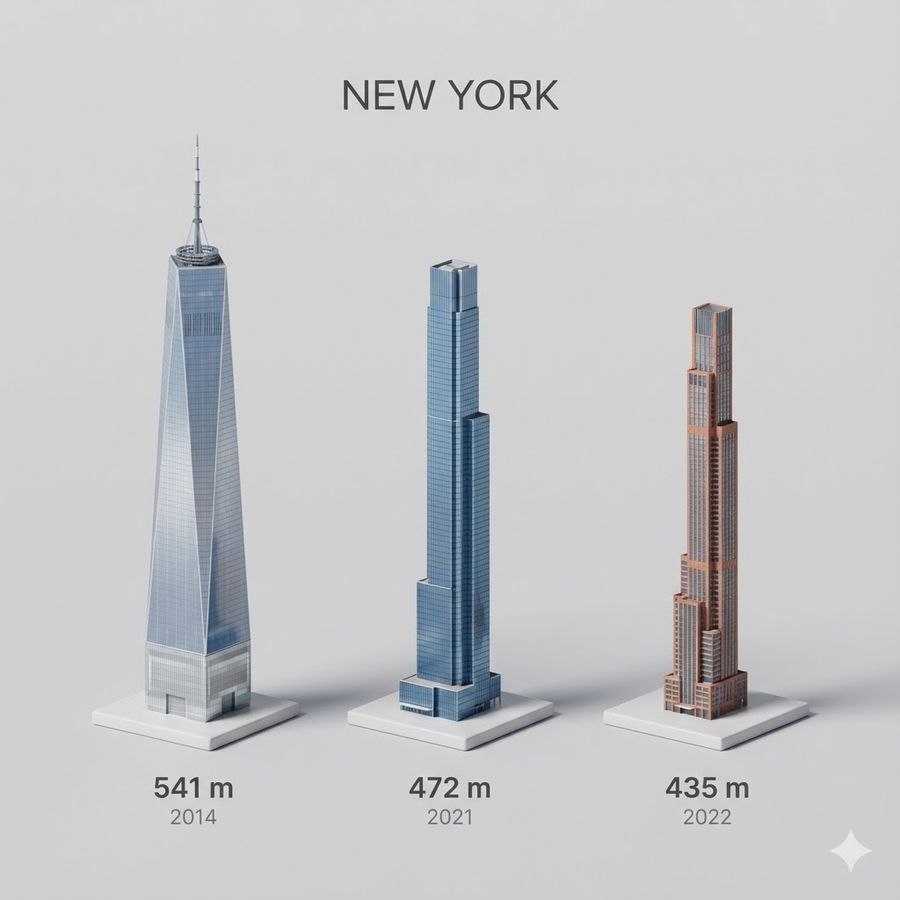 Prompt para exibição de edifícios mais altos da cidade em 3D estilo desenho animado
