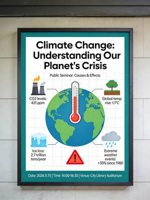 Póster informativo del seminario sobre el cambio climático
