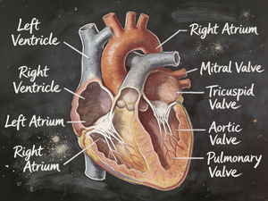 Anatomía del corazón en pizarra vintage