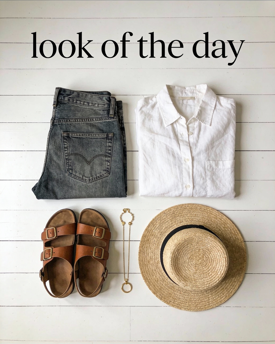 Conjunto Minimalista Chic en Disposición Plana