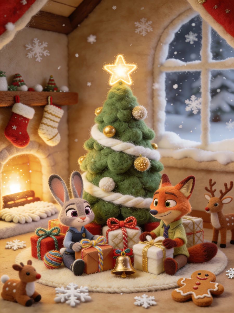 Póster de fieltro de Judy y Nick para Navidad