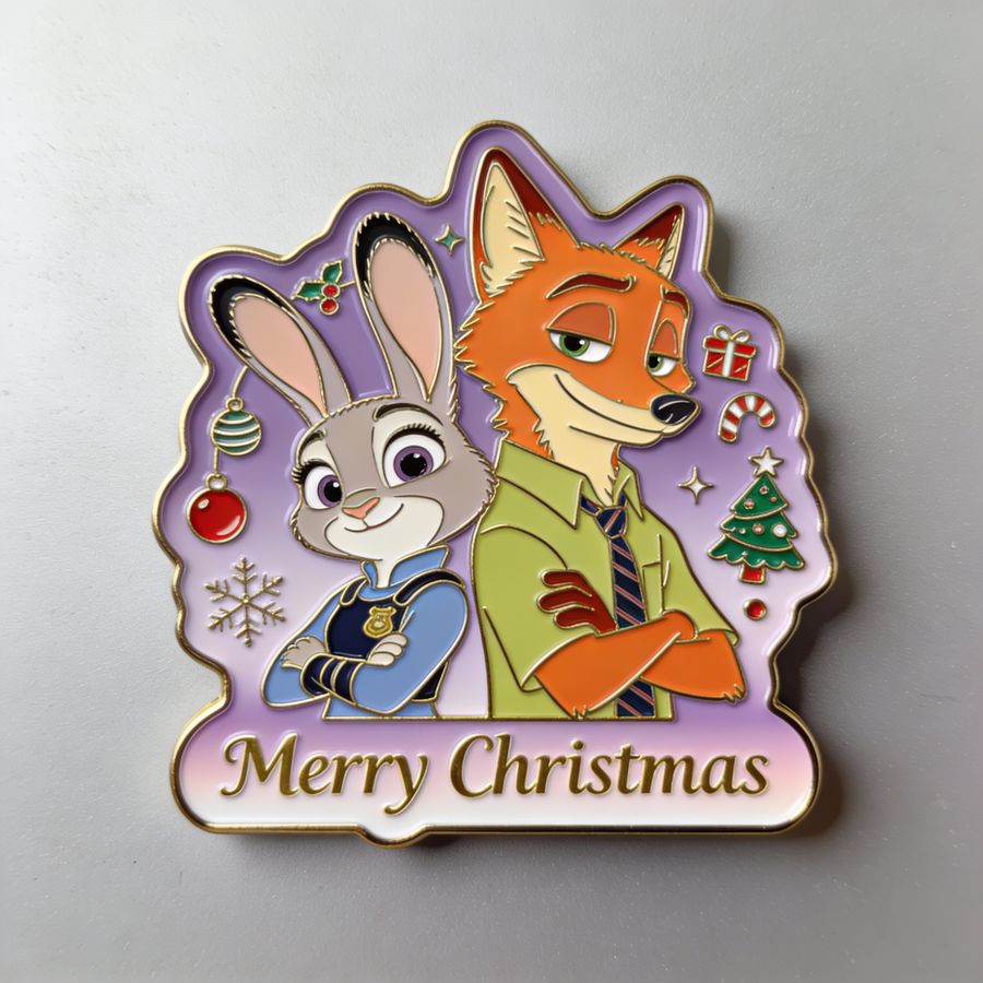Diseño de imán de nevera irregular de Judy y Nick