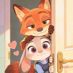 Ilustración de Nick y Judy Chibi dibujada a mano