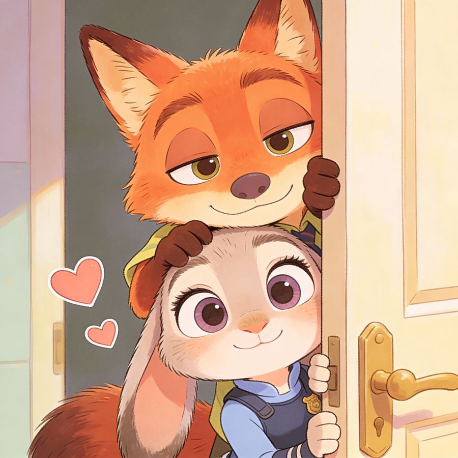 Nick und Judy Chibi Handgezeichnete Illustration