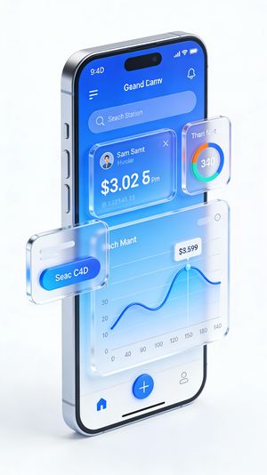 Interfaz de usuario de aplicación financiera estilo C4D (variante)