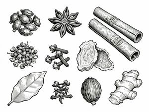 Dibujo lineal de hierbas aromáticas chinas tradicionales