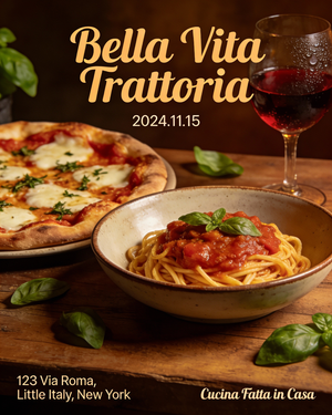 Folleto de Gran Inauguración de Restaurante Italiano