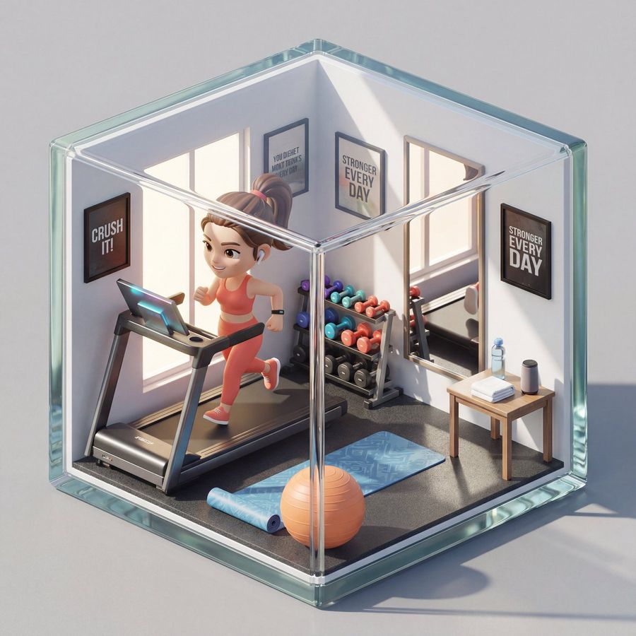 等距 3D 迷你房间与 Q 版角色提示词