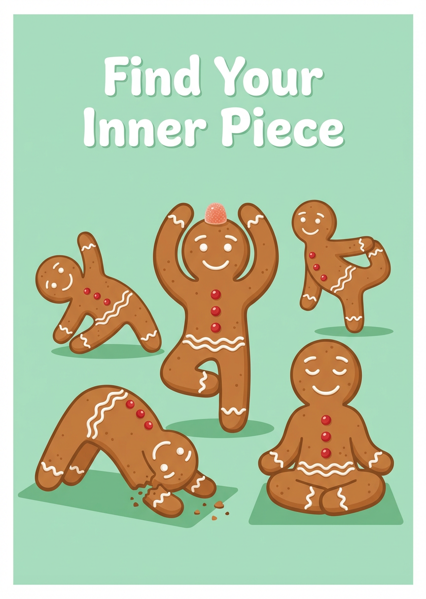 Cartão de Natal de Aula de Yoga de Biscoito de Gengibre