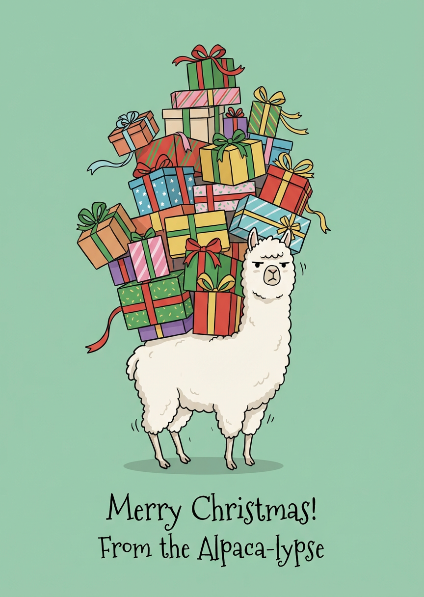 Alpaca sobrecargada de regalos