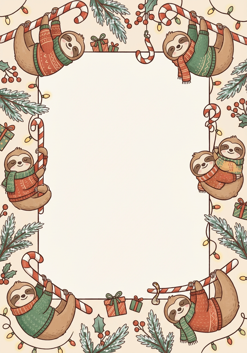 Cadre photo de Noël animé style paresseux