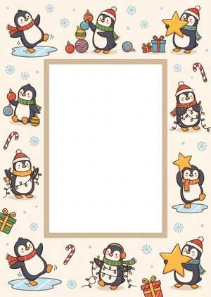 กรอบรูปแอนิเมชันหนังสือนิทานสำหรับเด็ก Clumsy Penguins
