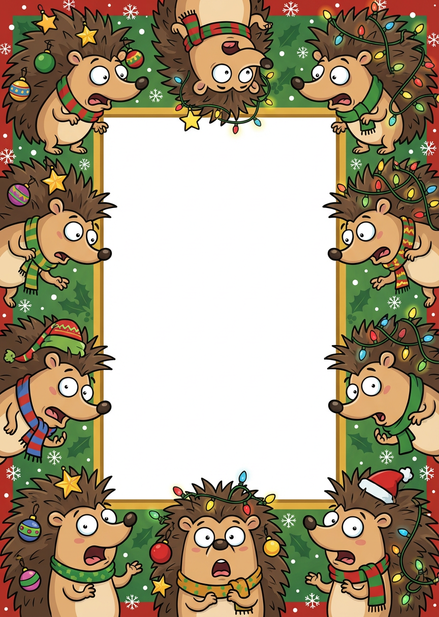 Hérissons de Noël · Cadre de collection d'ornements