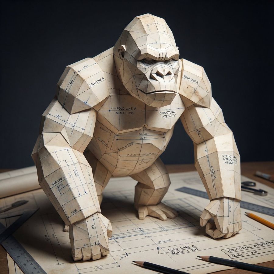 Progetto dettagliatissimo in carta piegata di King Kong