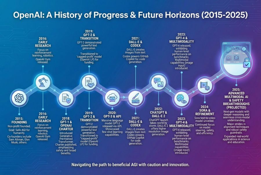 Infografica della storia di OpenAI