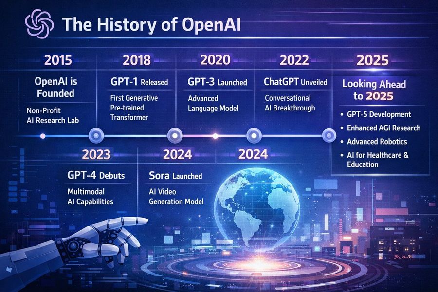Infografica della storia di OpenAI