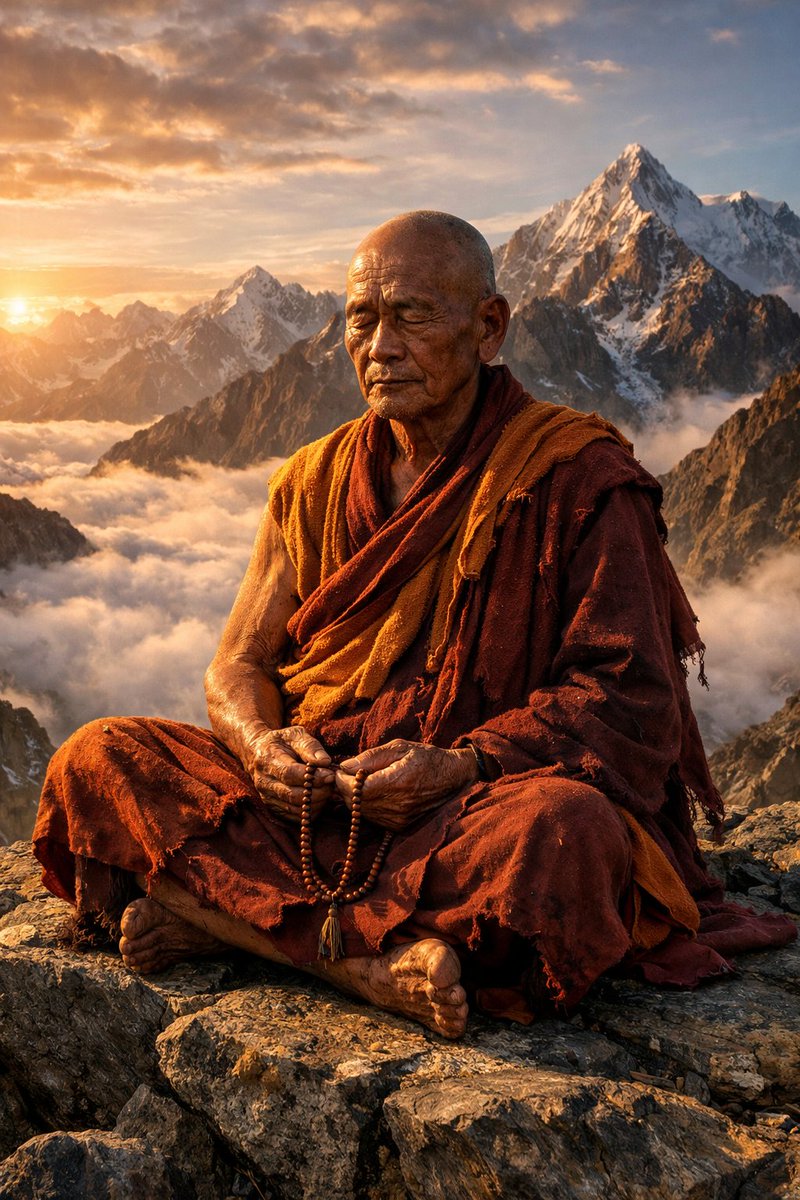 Hiper Gerçekçi Budist Keşiş Meditasyon Sahnesi
