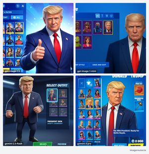 Fortnite のトランプスキン選択メニューのスクリーンショット