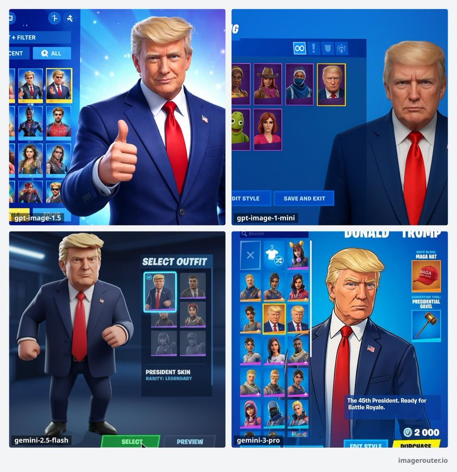 Ảnh chụp màn hình Fortnite về Menu chọn Skin Trump