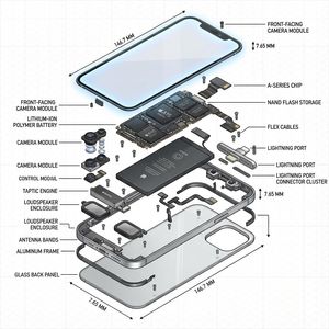 Diagrama técnico de vista explosionada de un iPhone - 1