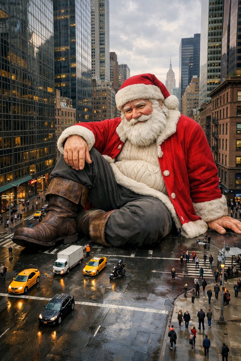 NYC Caddesi'nde Dev Noel Baba (Yapılandırılmış İstek)