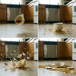 Hình ảnh 4 ô của một tách trà rơi và vỡ - 1