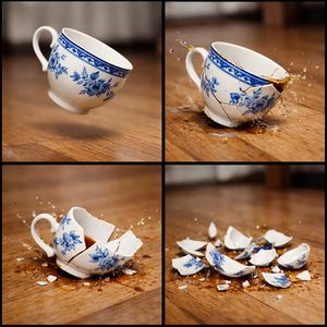 Hình ảnh 4 ô của một tách trà rơi và vỡ - 2