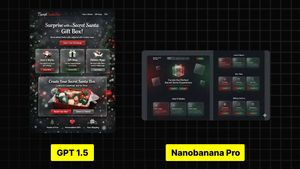 Design dell'interfaccia utente di un sito web di regali di Natale in modalità scura