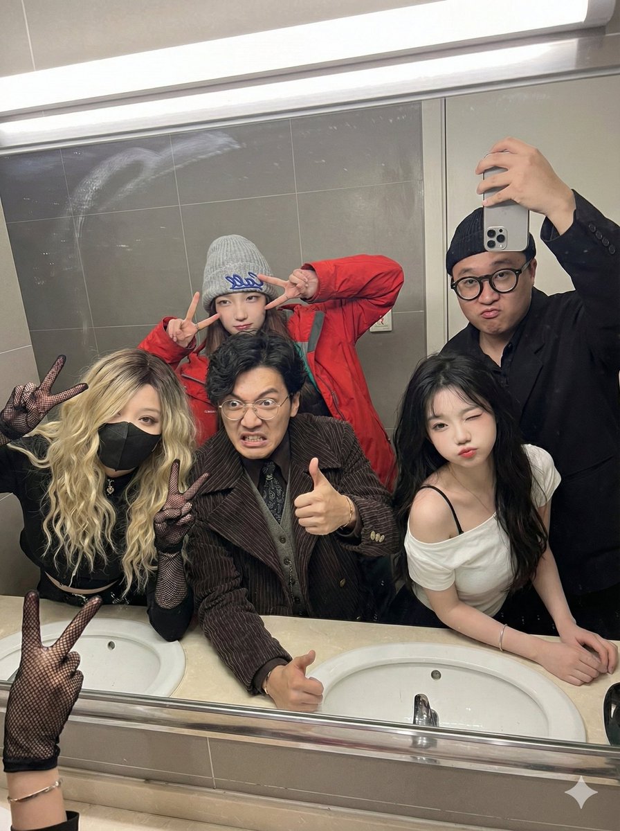 Prueba de composición de foto grupal de arriba hacia abajo