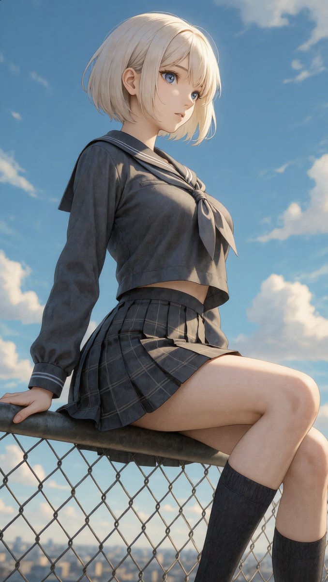 Ragazza sul tetto che guarda il cielo