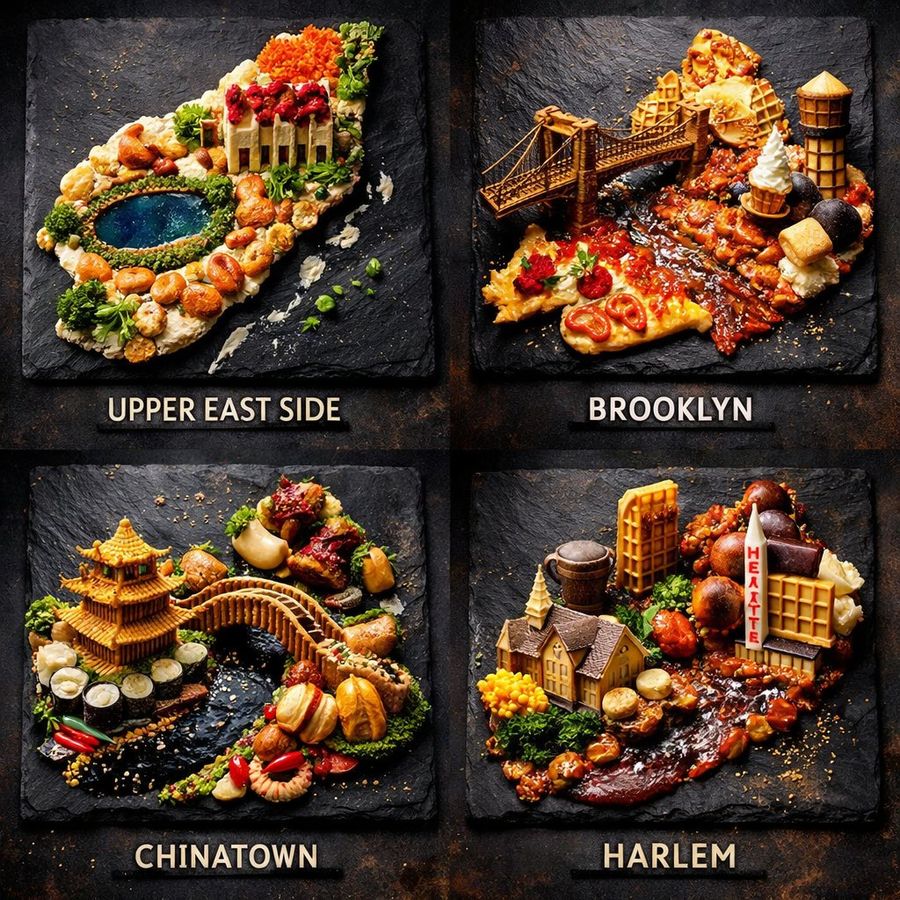 Arte Culinária Extrema: Grade de Bairros de Nova Iorque