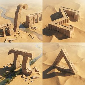 Ruinas desérticas de la cuadrícula de matemáticas puras - 2