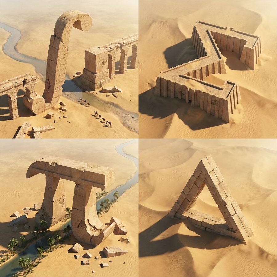 Ruinas desérticas de la cuadrícula de matemáticas puras