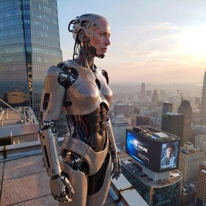 Robot umanoide ultra-realistico sul tetto - 1