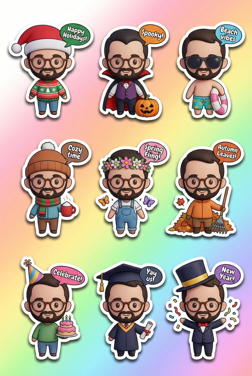 Foglio di adesivi stagionali 3D Kawaii