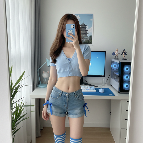 Ayrıntılı ayna-selfie otaku oda sahnesi - Nano Banana