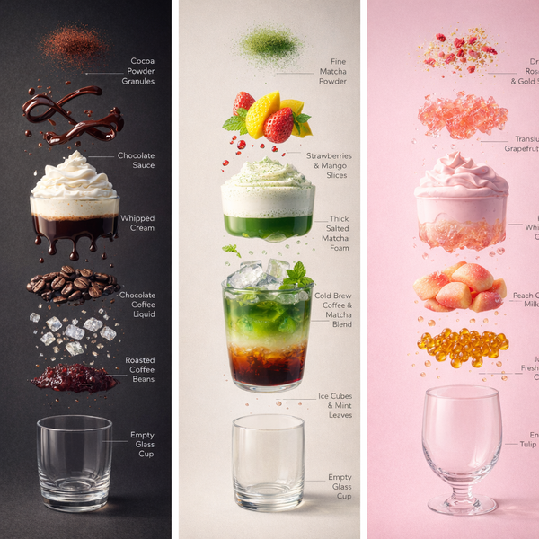 Kahve ve Milkshake'ler için Patlatılmış Görünüm İnfografik İstemleri - GPT Image 1.5