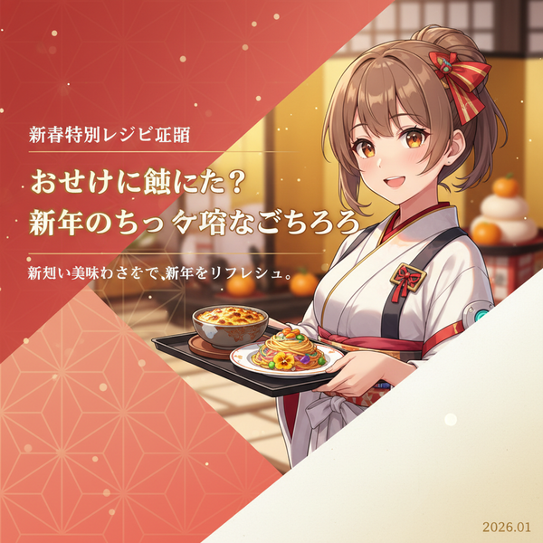 Prompt de imagen llamativa para artículo de receta de Año Nuevo (estilo neojaponés) - Nano Banana