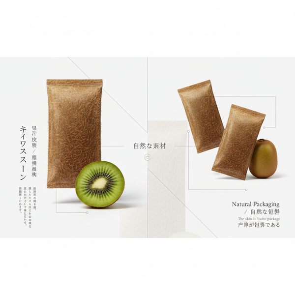 Póster de empaque de jugo de kiwi estilo japonés prémium - Nano Banana