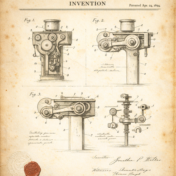 Vintage Patent Document for an Invention - GPT Image 1.5
