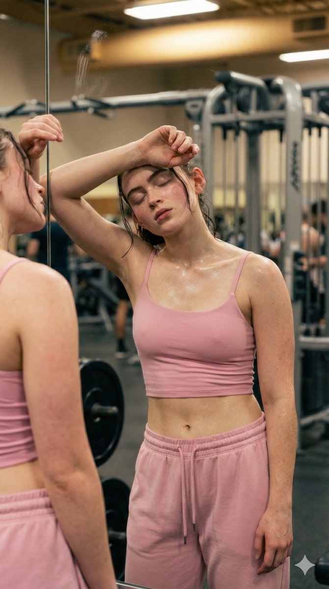 Prompt per selfie allo specchio in palestra ultra fotorealistico (stile Billie Eilish)