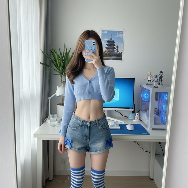 Ayrıntılı ayna-selfie otaku oda sahnesi - Nano Banana 2