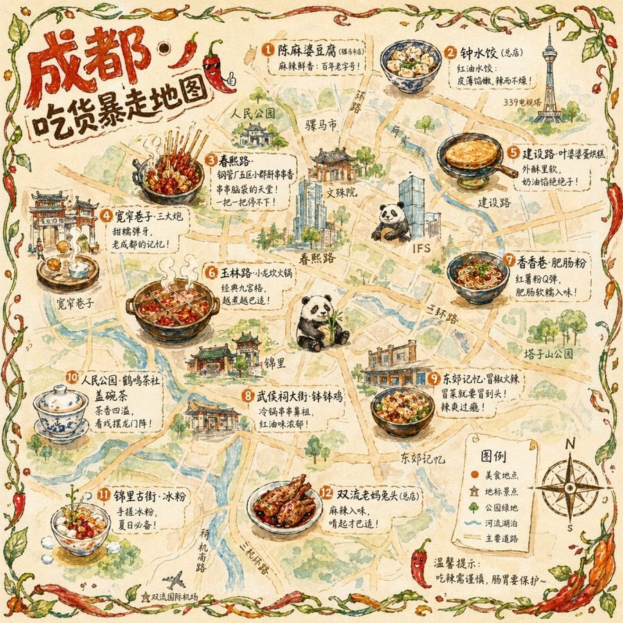 Mappa illustrata del cibo cittadino