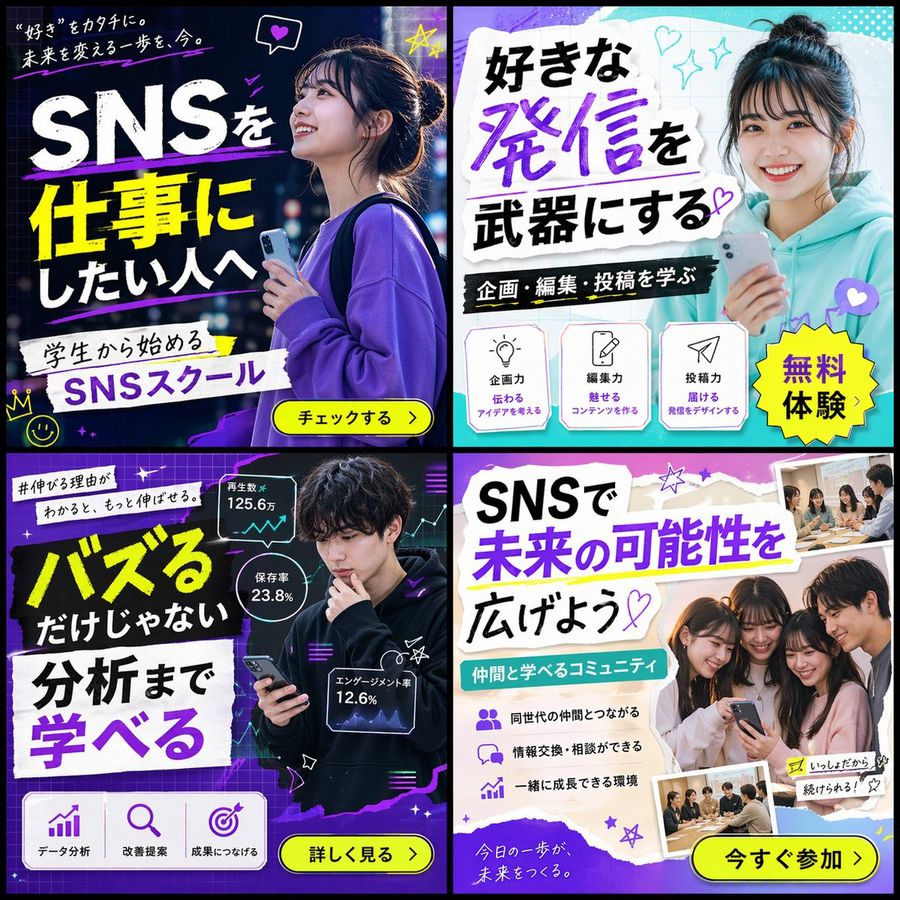 2x2 SNS スクールバナー広告グリッド