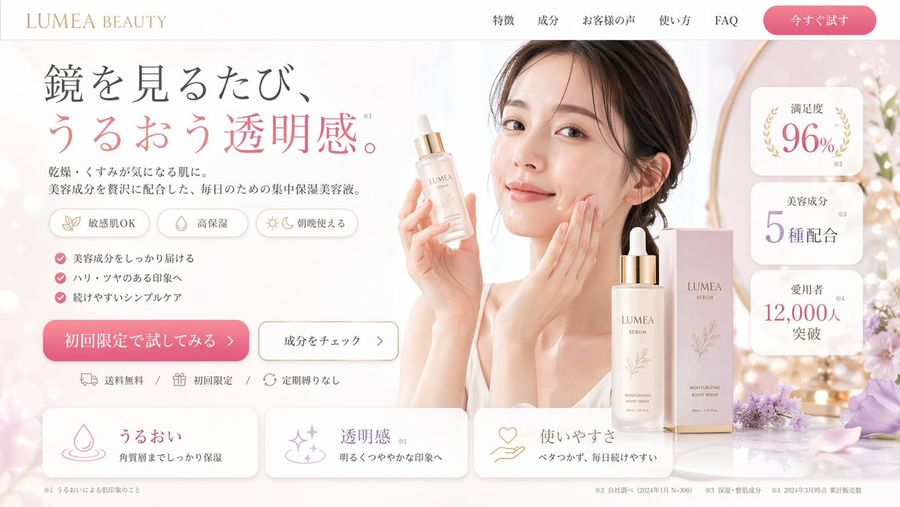 Phần Hero của Trang đích Mỹ phẩm