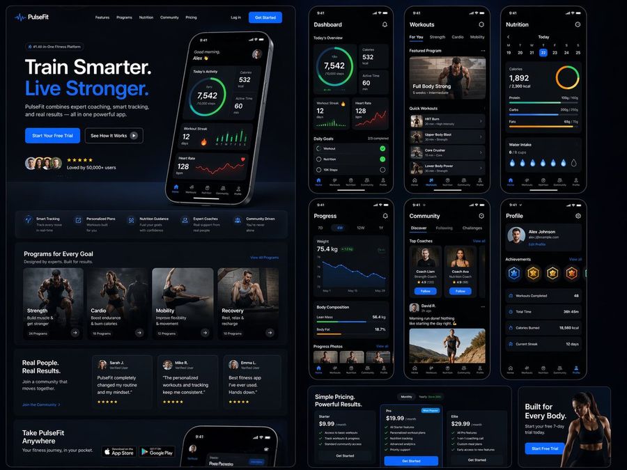 フィットネス SaaS ランディングページ UI
