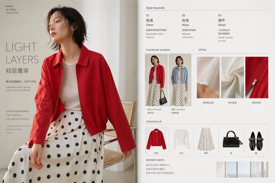 Tablero editorial de moda minimalista para primavera